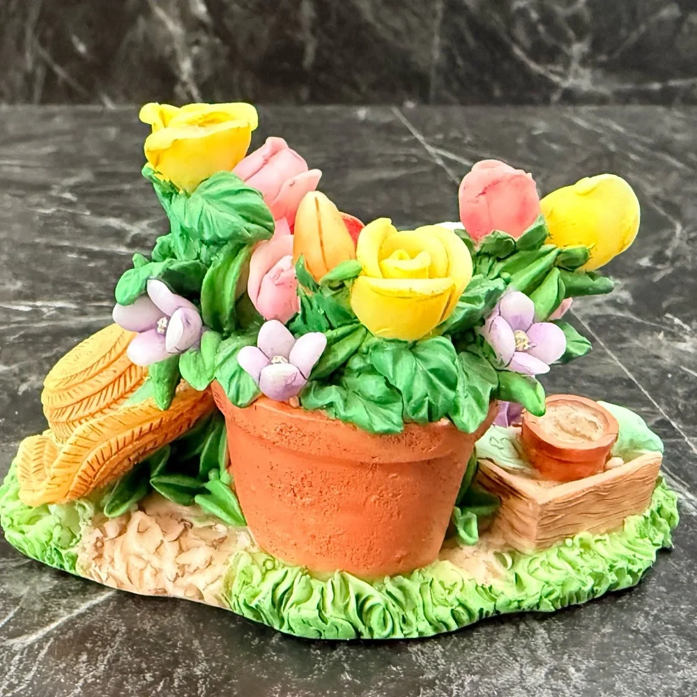 Bunny With Flowers Figurine